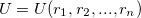 \begin{equation}  \label{eq:total_ energy} U = U(r_{1}, r_{2}, ..., r_{n}) \end{equation}