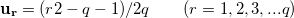 \begin{equation}  \label{eq:mp2} {\bf u_ r} = (r2-q-1)/2q~ ~ ~ ~ ~ ~  (r=1,2,3,...q) \end{equation}