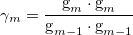 \begin{equation}  \label{gradient7} \gamma _ m = \frac{{\textrm{g}}_ m \cdot {\textrm{g}}_ m}{{\textrm{g}}_{m-1} \cdot {\textrm{g}}_{m-1}} \end{equation}