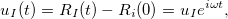 \begin{equation}  \label{wave} u_ I(t) = R_ I(t)-R_ i(0)=u_ Ie^{i\omega t}, \end{equation}