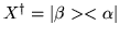 $ X^{\dag }= \vert\beta><\alpha\vert $