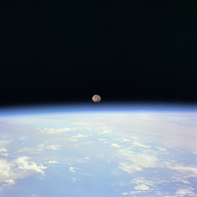 Moonset over the Earth:  a NASA Space Shuttle image> </a>
     Moonset over the Earth:  a NASA Space Shuttle image.
     <p>
     Credit
     <a href=