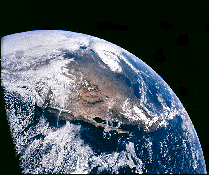 North America from Apollo 16, 1972 April 16.