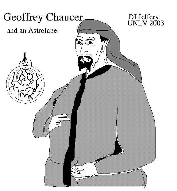 Geoffrey Chaucer with an astrolabe.