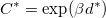 \begin{equation}  C^* = \text {exp}(\beta d^*) \end{equation}