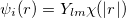 \begin{equation}  \psi _ i(r)=Y_{lm}\chi (|r|) \end{equation}